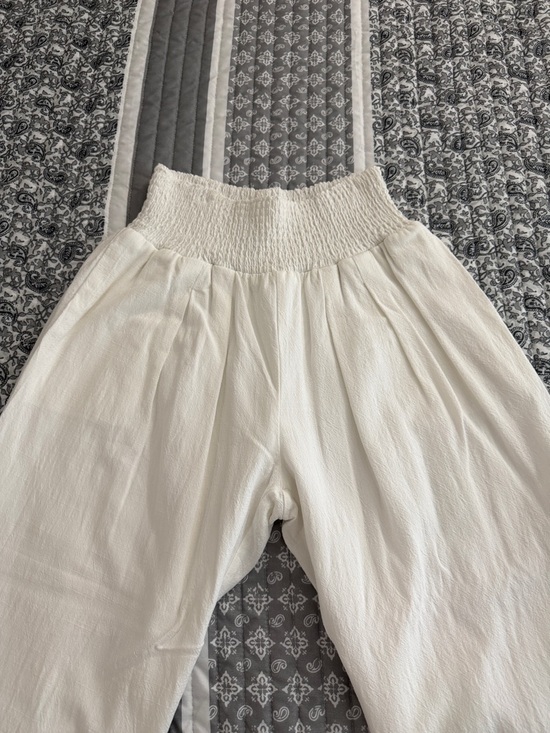 UEU Women's Linen Blend Palazzo Pants With Pockets - Picture 3 of 8